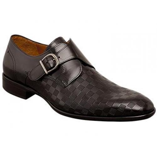 Mezlan "Celio" Black Laser Patterned Genuine Ascot Calf Leather Shoes